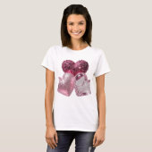 Kras zilver DRIE HARTEN 3D-tekstkunst T-shirt (Voorkant volledig)
