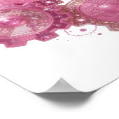 Kras Zilver ROZE TANDWIELMACHINE Afdruk Poster (Hoek)