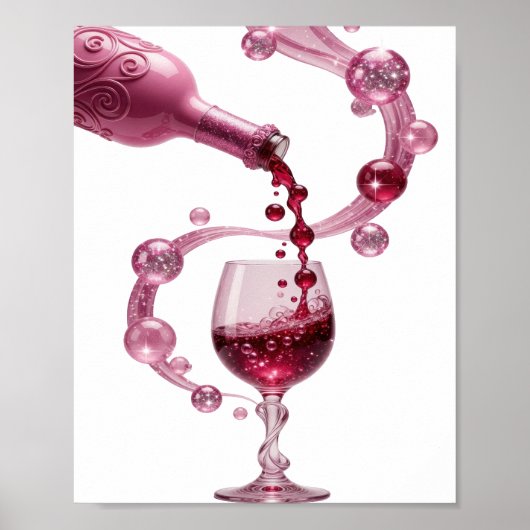 Kras Zilver ROZE WIJN Print (Voorkant)