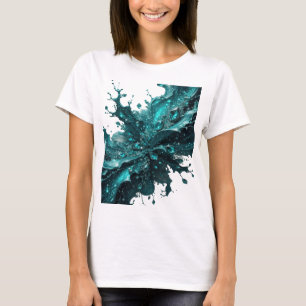 Kras zilverkleurig BLUE ICE artistiek motief T-shirt