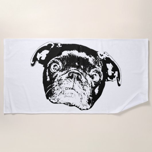 Kras zwembad Pug Strandlaken (Voorkant)