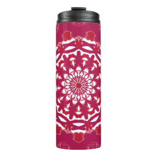 Krasbold Mandala-print   Karmozijn & Zwarte Geome Thermosbeker