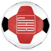 Krasmodern 3 Initiaal Monogram | Wit Op Rood Voetbal (Gedraaid)