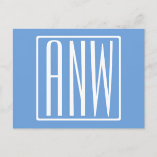 Krasmodern 3 initiële monogram Zachte Blauwe Briefkaart