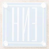 Krasmodern 3 initiële monogram | Zachte Blauwe Glazen Onderzetter (Achterkant)