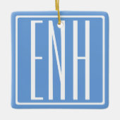 Krasmodern 3 initiële monogram | Zachte Blauwe Keramisch Ornament (Voorkant)