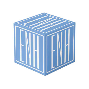 Krasmodern 3 initiële monogram   Zachte Blauwe Kubus