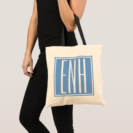 Krasmodern 3 initiële monogram | Zachte Blauwe Tote Bag (Voorkant (product))