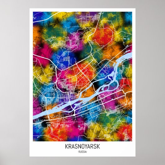 Krasnojarsk Rusland Stadsplattegrond Poster (Voorkant)