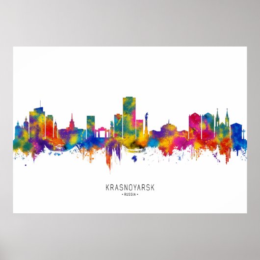 Krasnoyarsk Russia Skyline Poster (Voorkant)