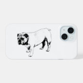 Kraspe Buldog Vorm iPhone 15 Case (Achterkant horizontaal)