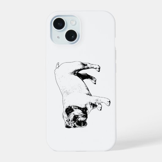 Kraspe Buldog Vorm iPhone 15 Case (Achterkant)