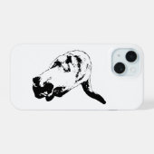 Kraspe rand, kalme blik iPhone 15 case (Achterkant horizontaal)