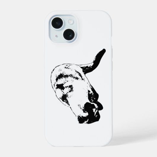 Kraspe rand, kalme blik iPhone 15 case (Achterkant)