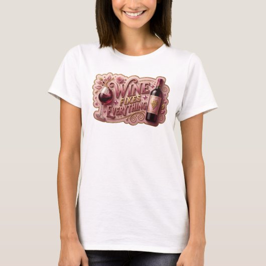 Krasrode WIJN LOST ALLES Op T-shirt (Voorkant)