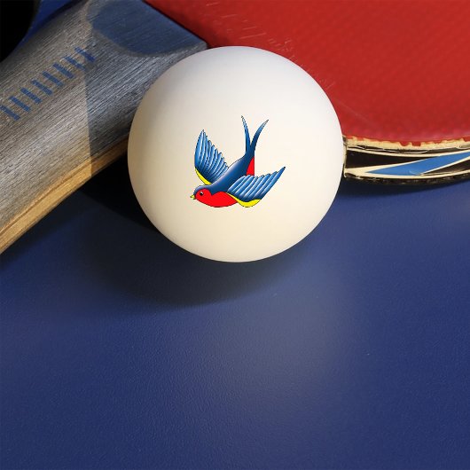 Krass Blau Traditionele Zwaluw Vogeltatoeage Stijl Pingpongbal