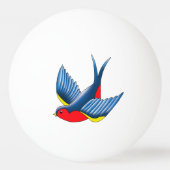 Krass Blau Traditionele Zwaluw Vogeltatoeage Stijl Pingpongbal (Achterkant)