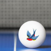 Krass Blau Traditionele Zwaluw Vogeltatoeage Stijl Pingpongbal (Net)