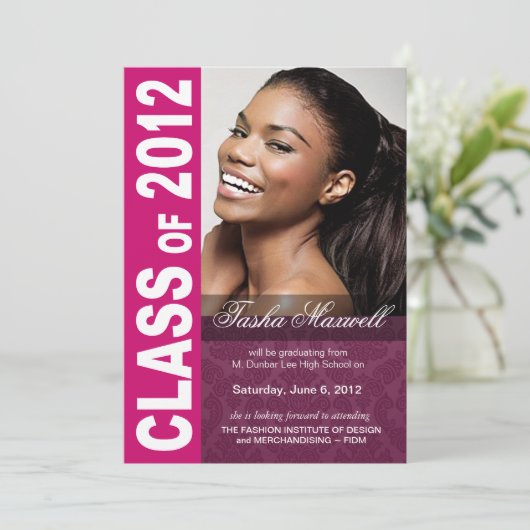 Krass, hip afstudeerfoto-aankondiging 2012 aankondiging (Staand voorkant)