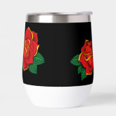 Krass-rode traditionele rozen tattoo zwart (Links)