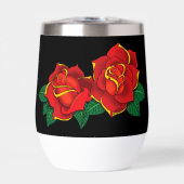Krass-rode traditionele rozen tattoo zwart (Voorkant)