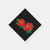 Krass-rode traditionele rozen tattoo zwart servet (Hoek)
