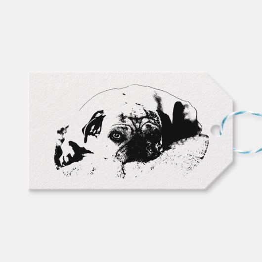 Krasse Dank, Pug Vreugde Cadeaulabel (Voorkant (Horizontaal))