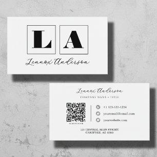 Krasse Monogram QR-code Modern Visitekaartje