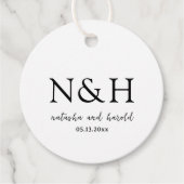 Krasse Monogram Zwarte en Witte Moderne Trouw Bedankjes Labels (Voorkant)