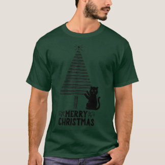 krassen van kat en kerstboom t-shirt