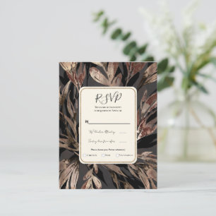 Krassige Bronzen Bloemige Botanische Chic Huwelijk Kaart