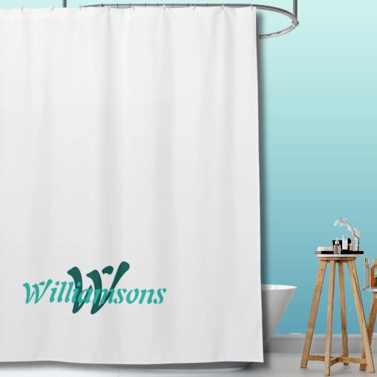 Kraswitte Turkooizen Monogram Naam Douchegordijn