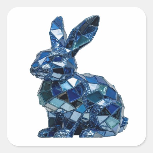 Kraszilver BLUE RABBIT Vinylstijl Vierkante Sticker (Voorkant)
