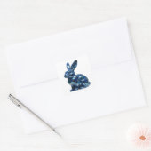 Kraszilver BLUE RABBIT Vinylstijl Vierkante Sticker (Envelop)