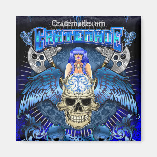 Kratemade Gevleugelde Schedel Art Design vierkante Magneet