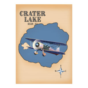 Krater Lake Oregon USA vintage kaart Foto Afdruk