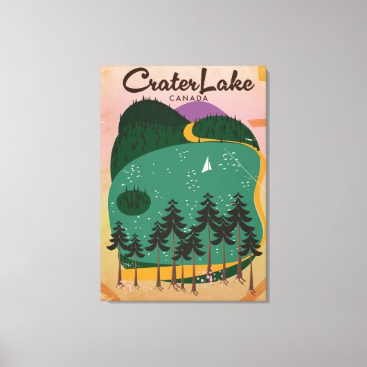 Krater meer Canada Reisposter Canvas Afdruk (Voorkant)