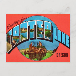 Krater Meer Oregon Vintage Groet Briefkaart