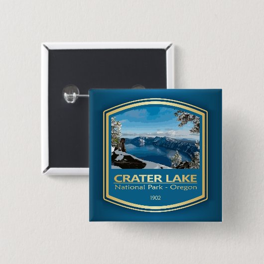 Kratermeer NP (PF1) Vierkante Button 5,1 Cm (Voorkant /achterkant)