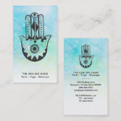 ** Kraters van de Maan Hamsa Hand van Fatima Blue  Visitekaartje (Voorkant / Achterkant)