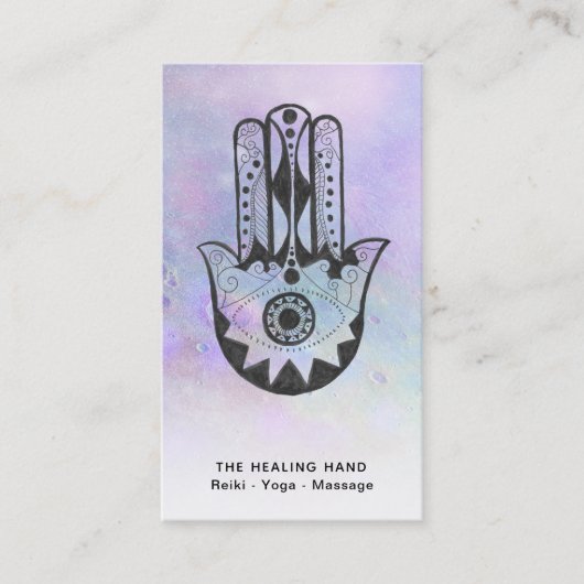 ** Kraters van de Maan Hamsa Hand van Fatima Yoga Visitekaartje (Voorkant)