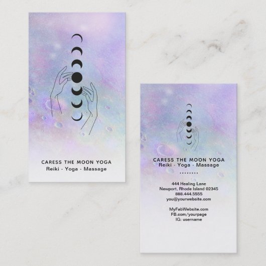 *~* Kraters van Lunar Moon Phases + Healing Hands Visitekaartje (Voorkant / Achterkant)