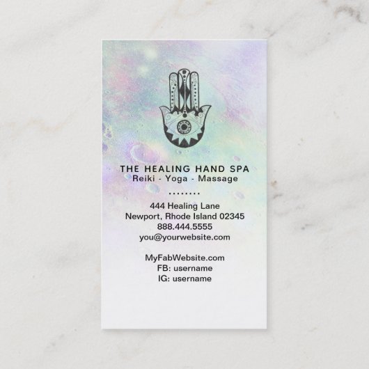*~* Kraters van Moon - Hamsa Hand van Fatima Rainb Visitekaartje (Achterkant)