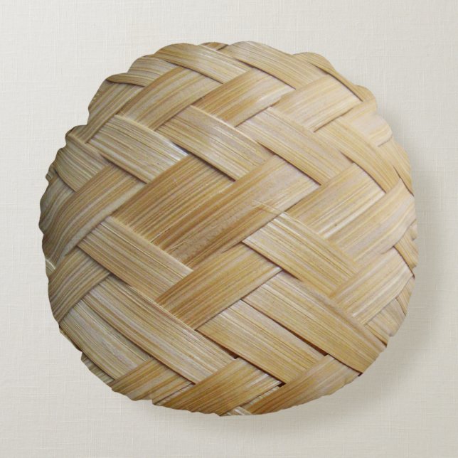 Kratip Thai Lao Isan Bamboo Rice Basket Rond Kussen (Voorkant)