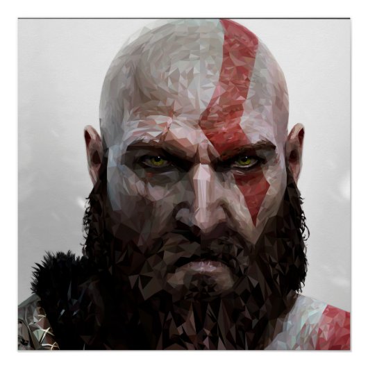 Kratos - Low Poly - Poster 50.8cm x 50.8cm (Voorkant)