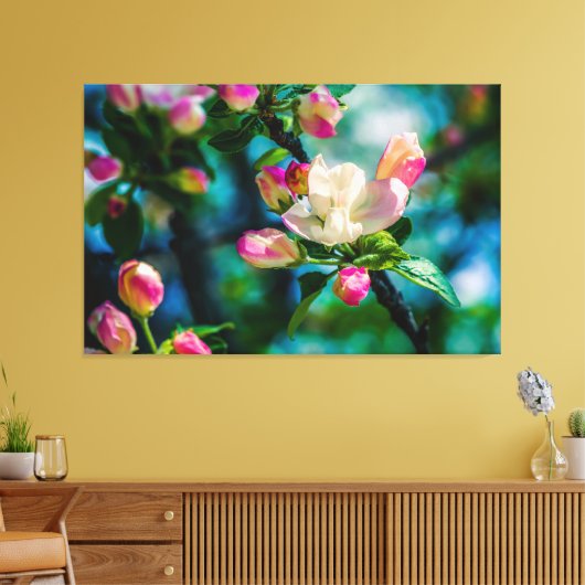 Krattenbloemen en -knoppen canvas afdruk (Insitu (Woonkamer))