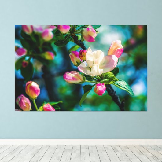 Krattenbloemen en -knoppen canvas afdruk (Insitu (Houten vloer))