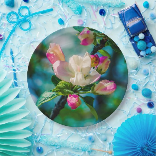 Krattenbloemen en -knoppen papieren bordje (Feest)