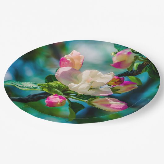 Krattenbloemen en -knoppen papieren bordje (Gekanteld)