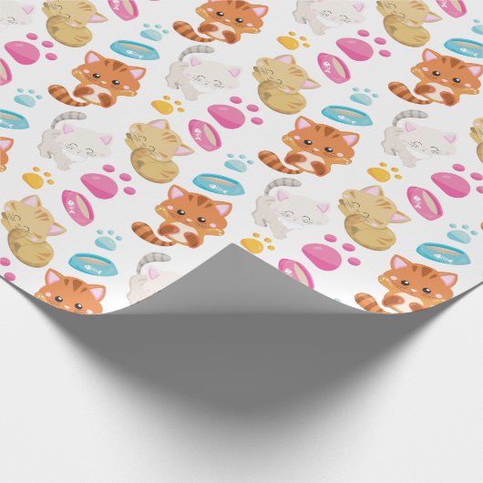 Krattenpatroon, stutten, Kat, Kittens, poten Cadeaupapier (Hoek)